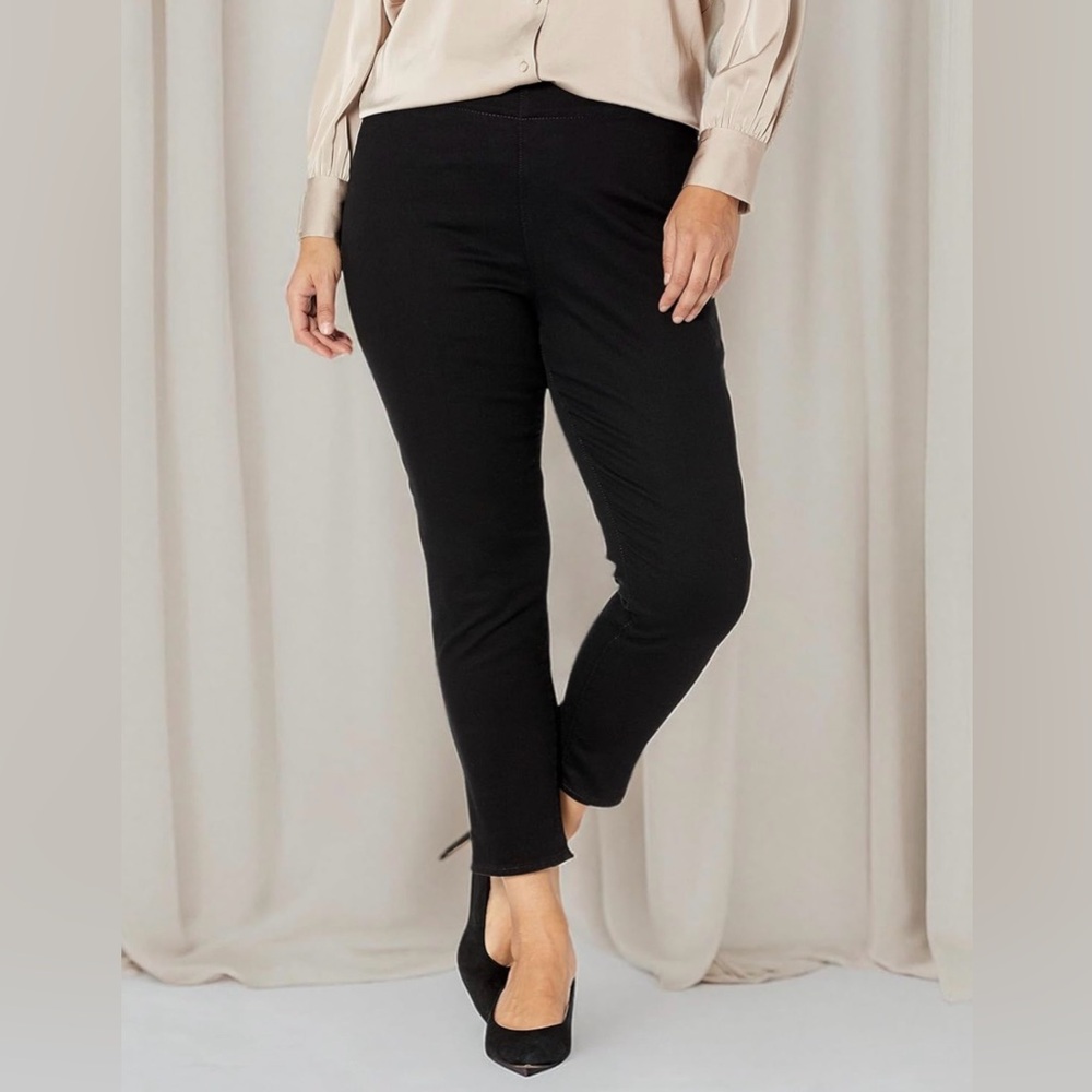 NYDJ Women's Plus Size Pull On Skinny Ankle Jean with Side Slit - 14W